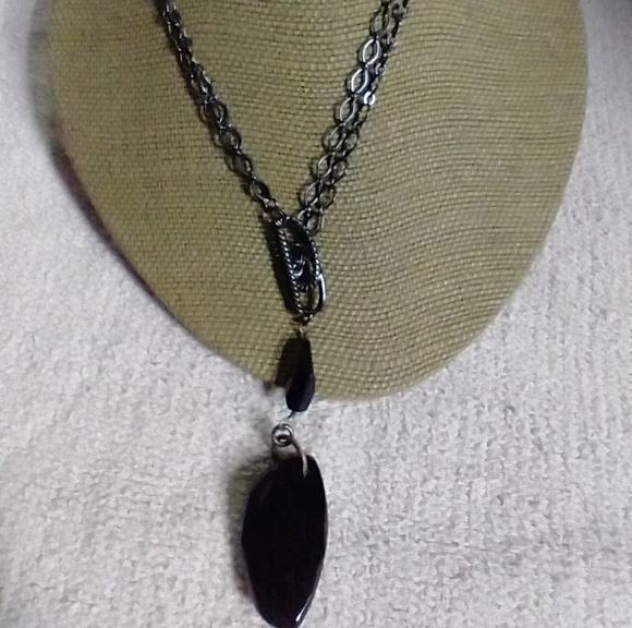 Black pendant chain necklace gothic toggle - Picture 1 of 5